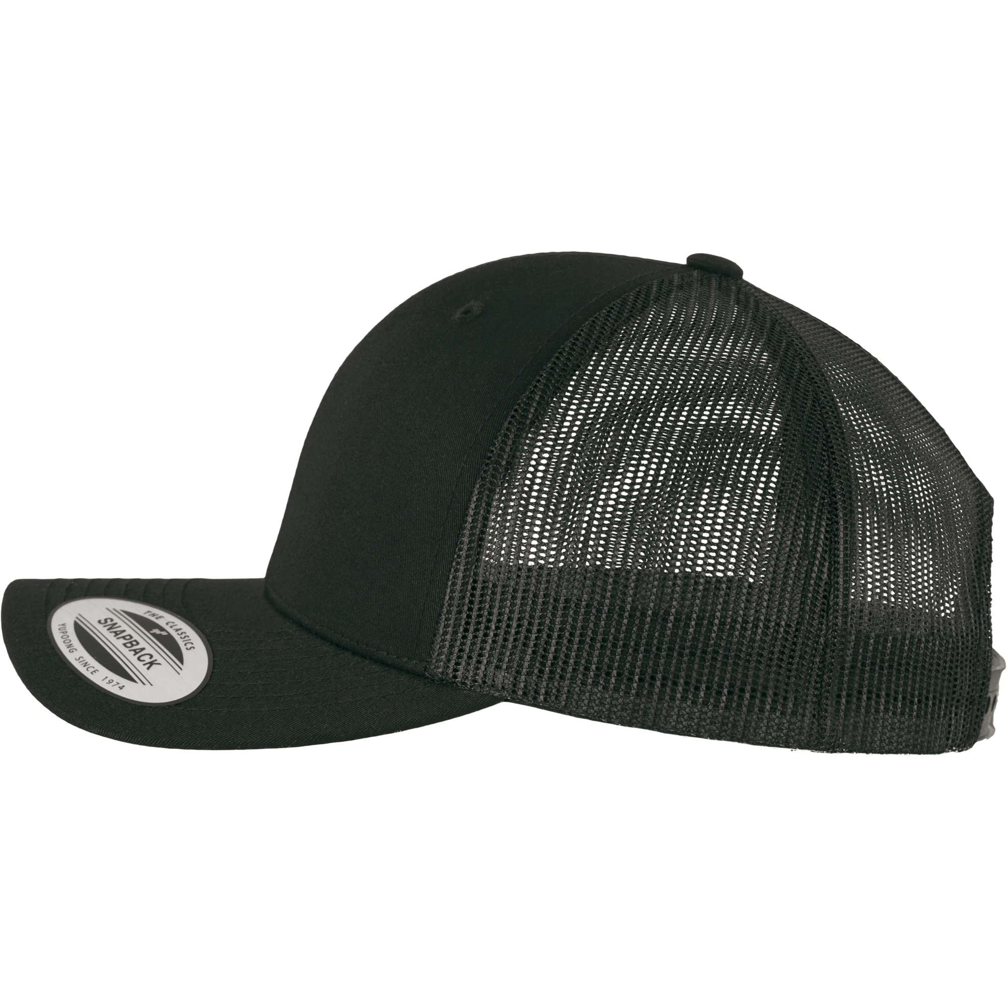 Casquette Retro 5 Pans Curved Black Coté