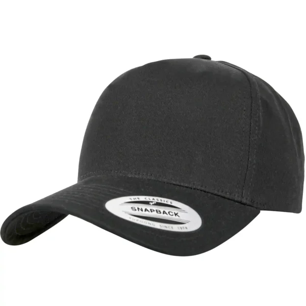 Casquette curve 5 pans noire en coton, visière courbée, vue de face