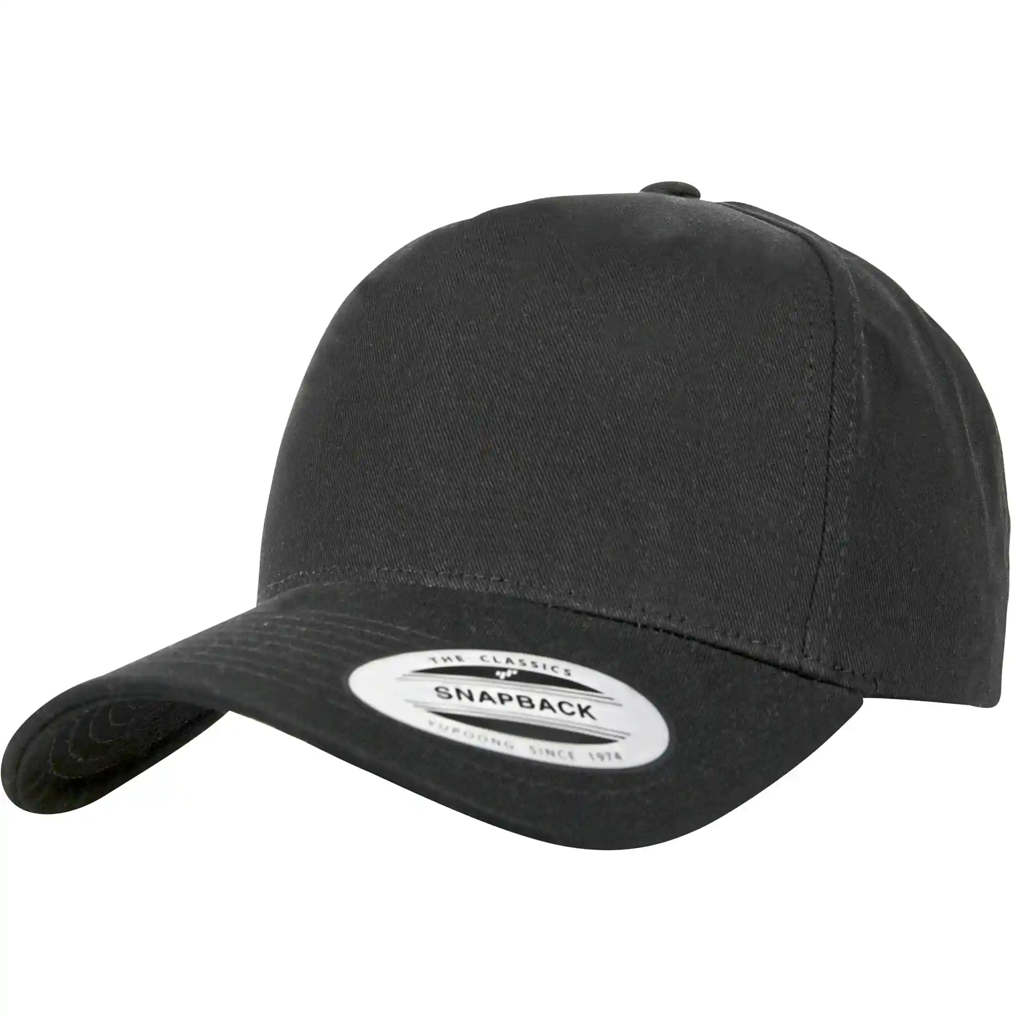 Casquette Curve 5 Pans FlexFit® 100% Coton | Ma Carapace Casquette curve 5 pans noire en coton, visière courbée, vue de face