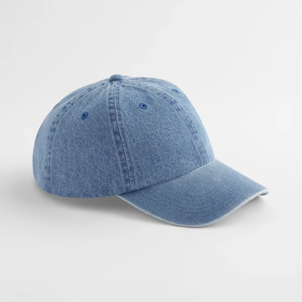 Casquette Denim Dad Cap Beechfield | Ma Carapace Casquette denim dad cap bleu jean Beechfield, coupe dad cap, vue de face