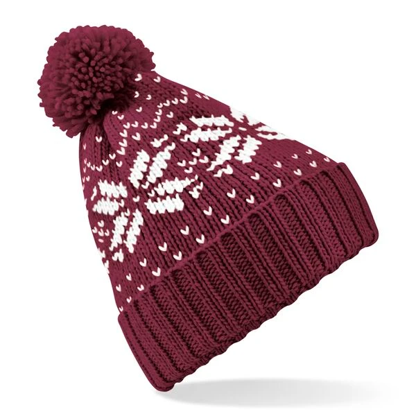 Bonnet Snowstar Bordeaux | Ma Carapace Bonnet snowstar bordeaux avec pompon unicolore Beechfield
