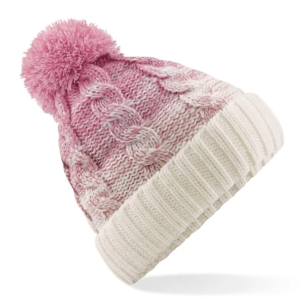 Bonnet Ombré rose poudré et blanc cassé Beechfield
