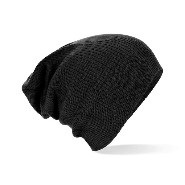 Bonnet noir en maille côtelée doublée Beechfield