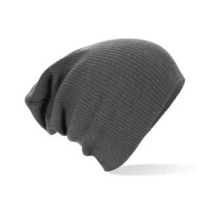 Bonnet gris en maille côtelée doublée Beechfield
