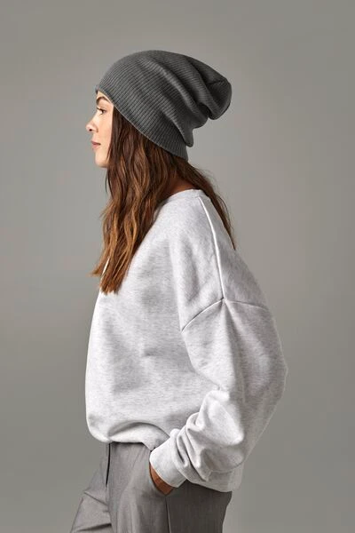 Bonnet Gris Beechfield B461, Maille Côtelée Douillette | Ma Carapace Bonnet B461 Beechfield Noir Porté