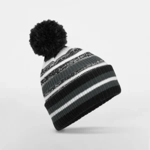 Bonnet hiver noir camaïeu gris graphite avec doublure polaire