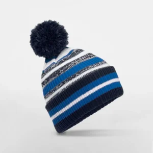 Bonnet hiver bleu dégradé navy, saphir et blanc avec doublure polaire