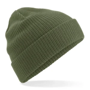 Bonnet coton bio olive en coton biologique Beechfield, vue générale