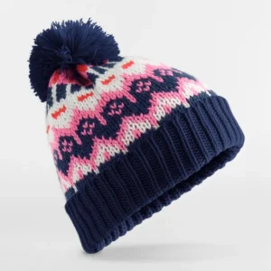 Bonnet ski rétro snow blossom pâle avec doublure polaire