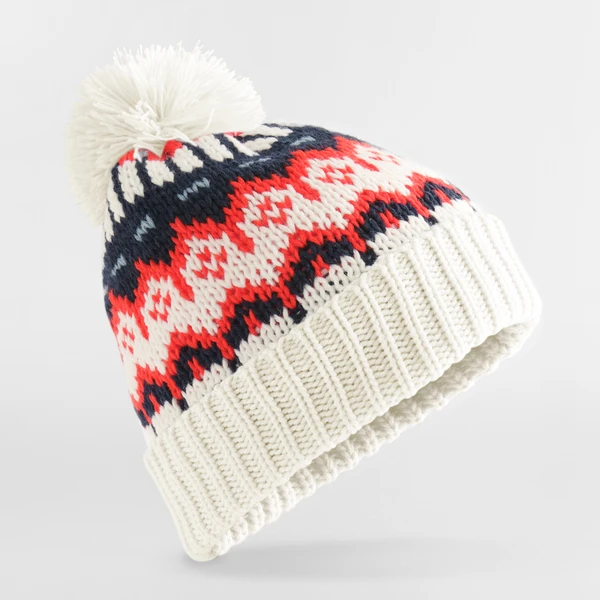Bonnet Ski Retro White Out Beechfield, Doublure Polaire | Ma Carapace Bonnet ski rétro white out immaculé avec doublure polaire