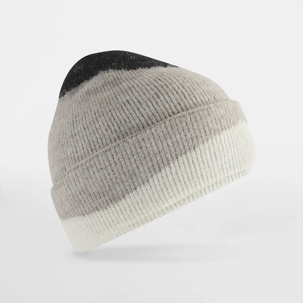 Bonnet montagne gris avec motif en vague tricoté Beechfield