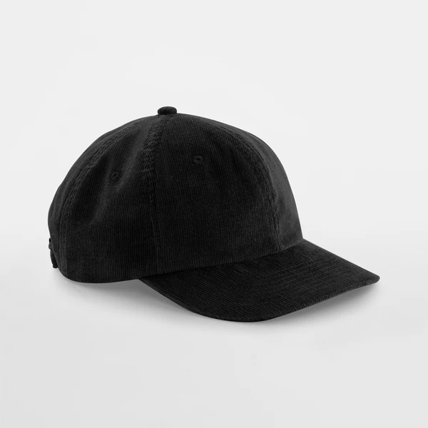Casquette Velours Côtelé Heritage Beechfield, Coupe Souple | Ma Carapace Casquette velours côtelé noire, coupe souple non structurée, vue de face