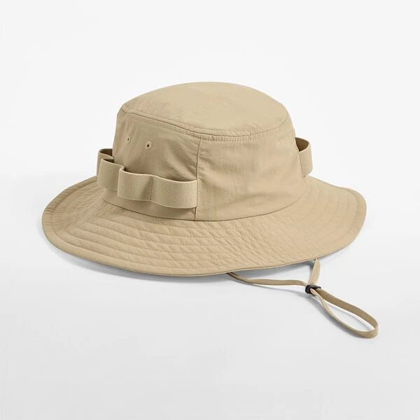 Chapeau randonnée beige Pebble avec mentonnière, protection UPF50+