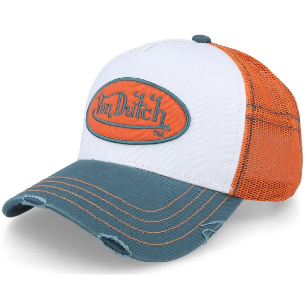 Casquette Von Dutch tricolore orange bleu et blanc